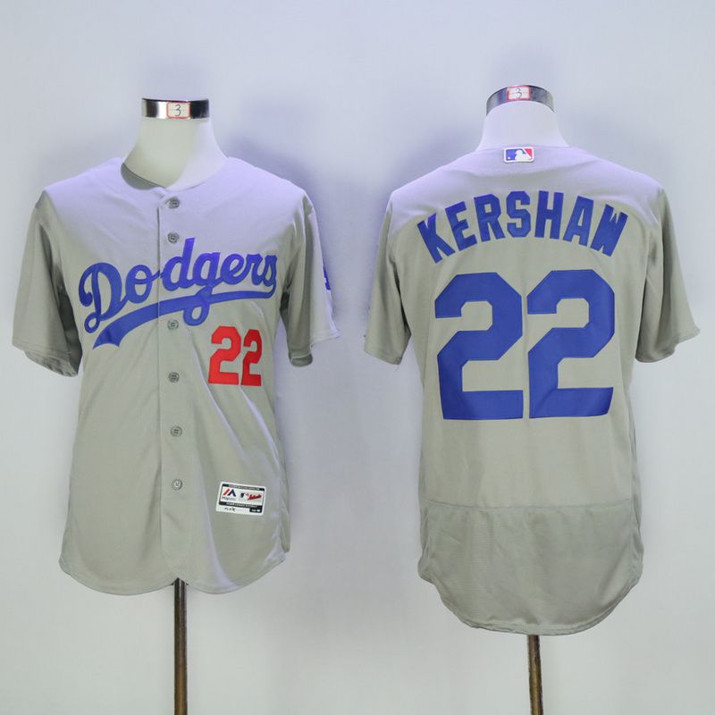 Men Los Angeles Dodgers #22 Kershaw Grey Elite MLB Jerseys->los angeles dodgers->MLB Jersey